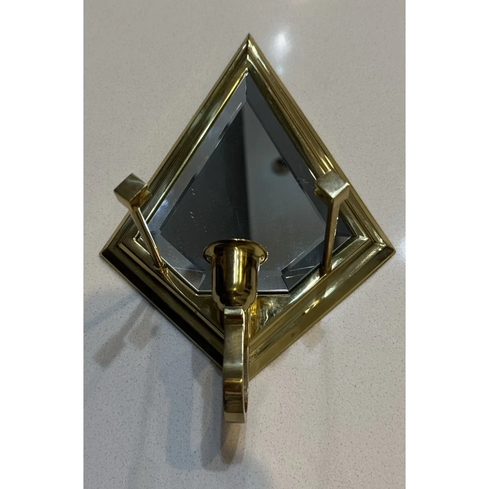 Vtg PartyLite Infinity Candle Wall Sconce‎ Brass Beveled Mirror No Front Glass